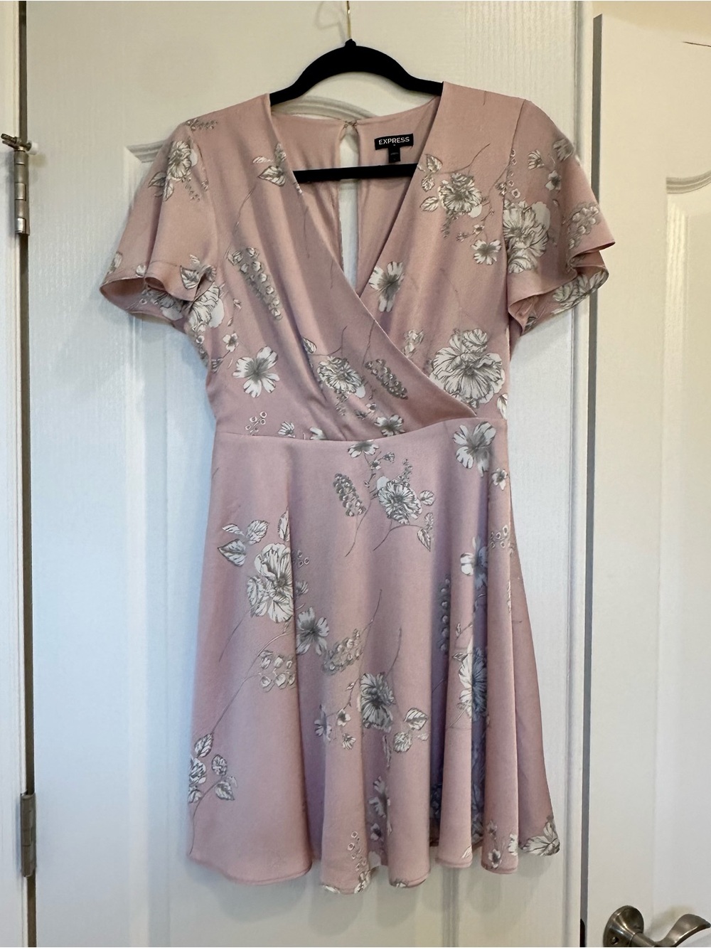 Express Pink Floral Wrap Mini Dress
